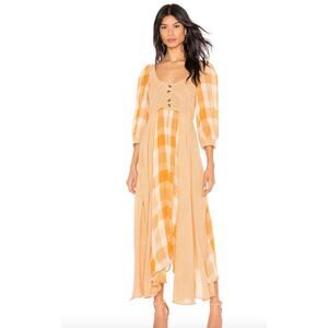Free People | Dresses | Free People Sunflower Yellow Old Friends Gingham Maxi  Dress Small | Poshmark